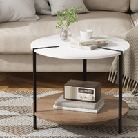  Coffee Table Side Table Round White Cedric