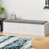  Storage Ottoman Blanket Box 140cm Fluted Grey