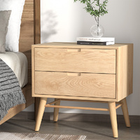  Bedside Table Drawers Side End Table Storage Cabinet Nightstand Oak GINO