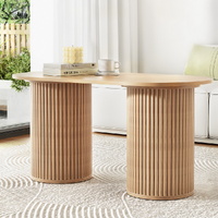 Artiss Coffee Table Oval 100CM Pine Samuel