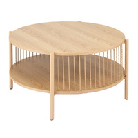  Coffee Table 2-Tier Round Wood