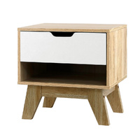  Bedside Table 1 Drawer with Shelf - IKER White & Oak