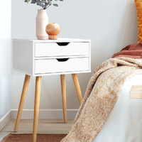  Bedside Table 2 Drawers - BODIE White