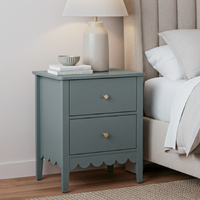 Bedside Table 2 Drawers Bedroom Storage Nightstand Green