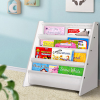 Modern Kids Wood Display Shelf Bookcase 4-Tier Open Storage Rack for Books, Plants, and Decor