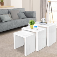  Nesting Coffee Table Set of 3 Glossy White
