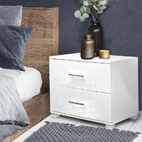  Bedside Table 2 Drawers High Gloss - White