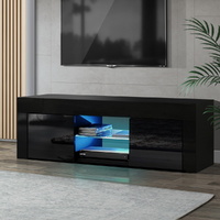 Entertainment Unit TV Cabinet LED 130cm Black Angus