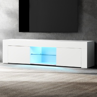  Entertainment Unit TV Cabinet LED 130cm White Angus