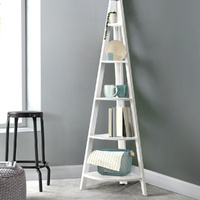  Bookshelf Corner Shelf 5 Tiers - CANE White