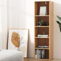 Modern Wood Display Shelf 5-Tier Open Storage Rack for Books, Plants, and Decor