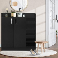  Shoe Rack Cabinet 21 Pairs Adjustable Shelves Black Clair