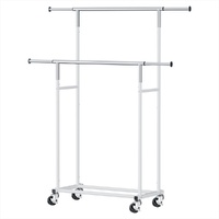  Clothes Rack Double Rod Airer Rail Coat Stand Adjustable Hanger