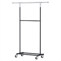  Clothes Rack Double Rod Airer Rail Coat Stand Adjustable Hanger