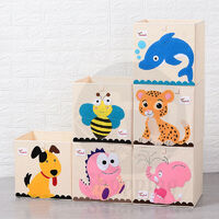 Animal Pattern Foldable Folding Kids Storage Cube Storage Box Bookcase Cube Toy Organiser 