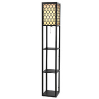  Floor Lamp 3 Tier Shelf Storage LED Light Stand Home Room Pattern Black