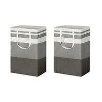  2X Laundry Basket Hamper Foldable White Grey