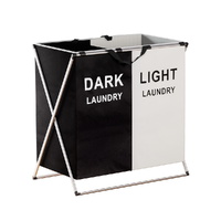  Laundry Basket Hamper Large Foldable Washing Clothes Storage 2 Sections
