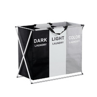  Laundry Basket Hamper Large Foldable Washing Clothes Storage 3 Sections