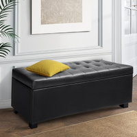  Storage Ottoman Blanket Box 97cm Leather Black