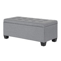  Storage Ottoman Blanket Box 97cm Linen Grey
