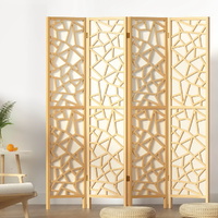  4 Panel Room Divider Screen 162x170cm Clover Natural