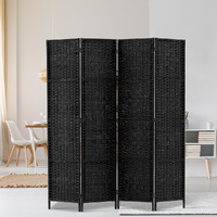  4 Panel Room Divider Screen 163x170cm Woven Black