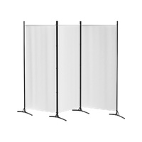  3 Panel Room Divider Screen 260x180cm Fabric White