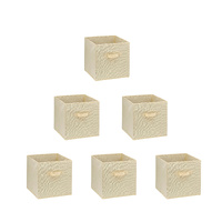 SORTI 27x28x27 CM BEIGE 6X Pack Foldable Folding Storage Cube Storage Box Bookcase Fabric Cube Toy Organiser