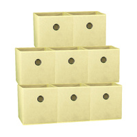 SORTI 27x28x27 CM Beige 8X Pack Foldable Folding Storage Cube Storage Box Bookcase Fabric Cube Toy Organiser
