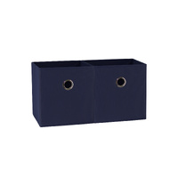 SORTI 27x28x27 CM Dark Blue 2X Pack Foldable Folding Storage Cube Storage Box Bookcase Fabric Cube Toy Organiser