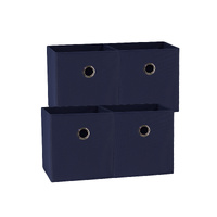 SORTI 27x28x27 CM Dark Blue 4X Pack Foldable Folding Storage Cube Storage Box Bookcase Fabric Cube Toy Organiser
