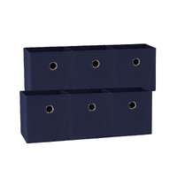 SORTI 27x28x27 CM Dark Blue 6X Pack Foldable Folding Storage Cube Storage Box Bookcase Fabric Cube Toy Organiser