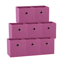 SORTI 27x28x27 CM Dark Pink 8X Pack Foldable Folding Storage Cube Storage Box Bookcase Fabric Cube Toy Organiser