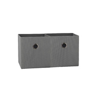 SORTI 27x28x27 CM Grey 2X Pack Foldable Folding Storage Cube Storage Box Bookcase Fabric Cube Toy Organiser