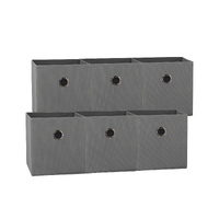 SORTI 27x28x27 CM Grey 6X Pack Foldable Folding Storage Cube Storage Box Bookcase Fabric Cube Toy Organiser