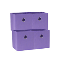 SORTI 27x28x27 CM Light Purple 4X Pack Foldable Folding Storage Cube Storage Box Bookcase Fabric Cube Toy Organiser
