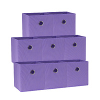 SORTI 27x28x27 CM Light Purple 8X Pack Foldable Folding Storage Cube Storage Box Bookcase Fabric Cube Toy Organiser
