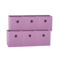 27x28x27 CM Light Pink 6X Pack Foldable Folding Storage Cube Storage Box Bookcase Fabric Cube Toy Organiser