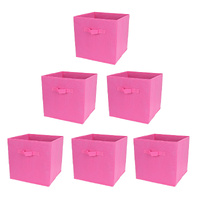SORTI 27x28x27 CM Light Pink 6X Pack Foldable Folding Storage Cube Storage Box Bookcase Fabric Cube Toy Organiser