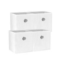 SORTI 27x28x27 CM White 4X Pack Foldable Folding Storage Cube Storage Box Bookcase Fabric Cube Toy Organiser