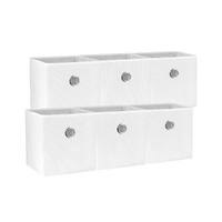 SORTI 27x28x27 CM White 6X Pack Foldable Folding Storage Cube Storage Box Bookcase Fabric Cube Toy Organiser