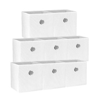 SORTI 27x28x27 CM White 8X Pack Foldable Folding Storage Cube Storage Box Bookcase Fabric Cube Toy Organiser