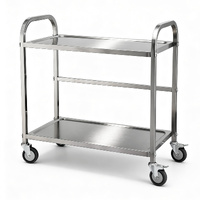 2-Tier Stainless Steel Kitchen Trolley with Wheels 84x56x98cm
