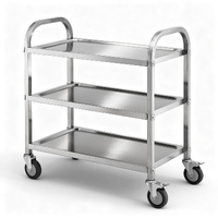 3-Tier Stainless Steel Kitchen Trolley with Wheels 89X50X83cm