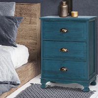 Bedside Table 3 Drawers Vintage - THYME Blue