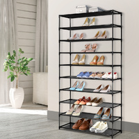 SHOE RACK DIY Stackable 50 Pairs 10-Tier Black SHELF RAIL SLATTED BEDROOM SHOES ORAGNISER STAND