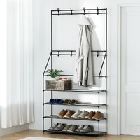  Shoe Rack Hall Tree 16 Pairs Black