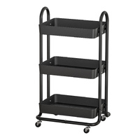  Storage Trolley Kitchen Cart 3 Tiers Rack Shelf Organiser Wheels Black