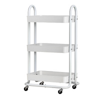  Storage Trolley Kitchen Cart 3 Tiers Rack Shelf Organiser Wheels White